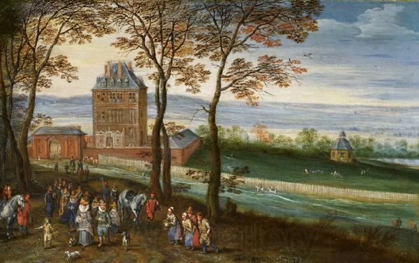 Jan Brueghel Schloss Mariemont mit Erzherzog Albrecht und Isabella France oil painting art